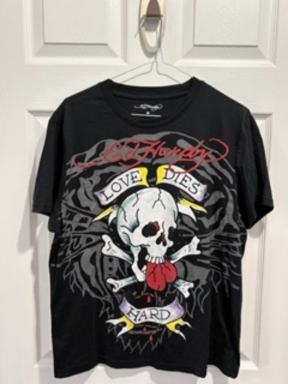 Ed Hardy Love Dies Hard Graphic T-shirt, Black, Size M